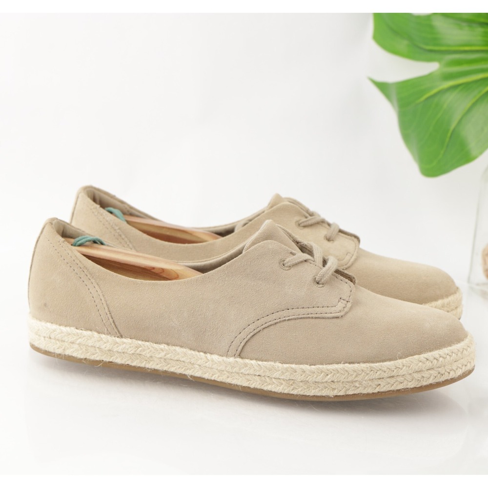Clarks Womens Azella Jazlynn Shoe Size 11 Tan Suede Espadrille Lace Up Comfort